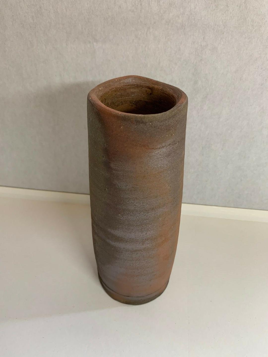 備前焼　石野泰造　備前筒花入
