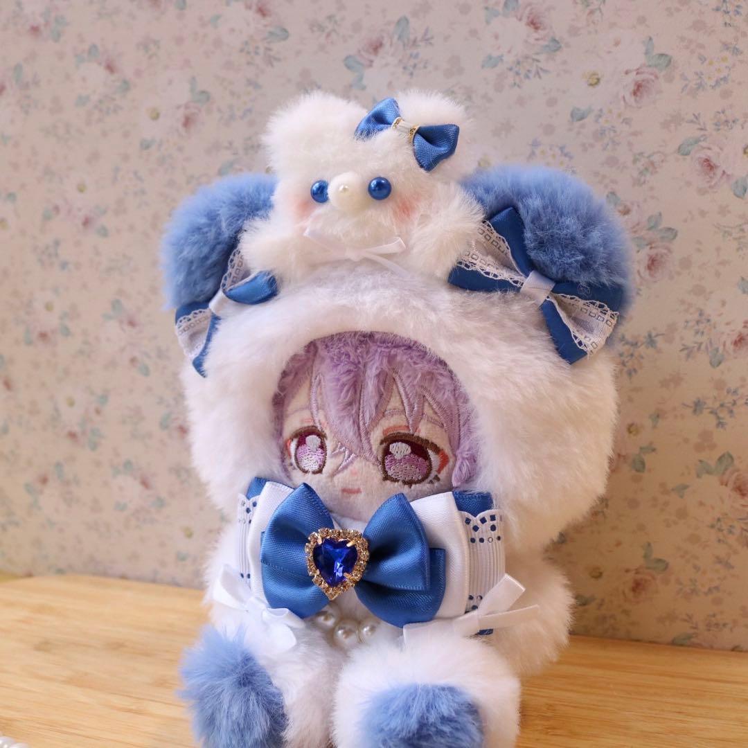 いつものくまさん乗せたくまさん.12〜14cm.ブルー❤︎おすわりぬい服 着ぐるみ