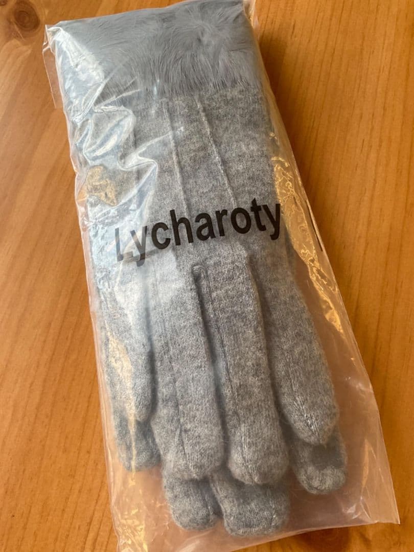 Lycharoty ファー付きグレー手袋