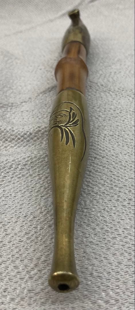 B323s キセル　煙管　銅製金具　太管　喫煙具　在銘　骨董