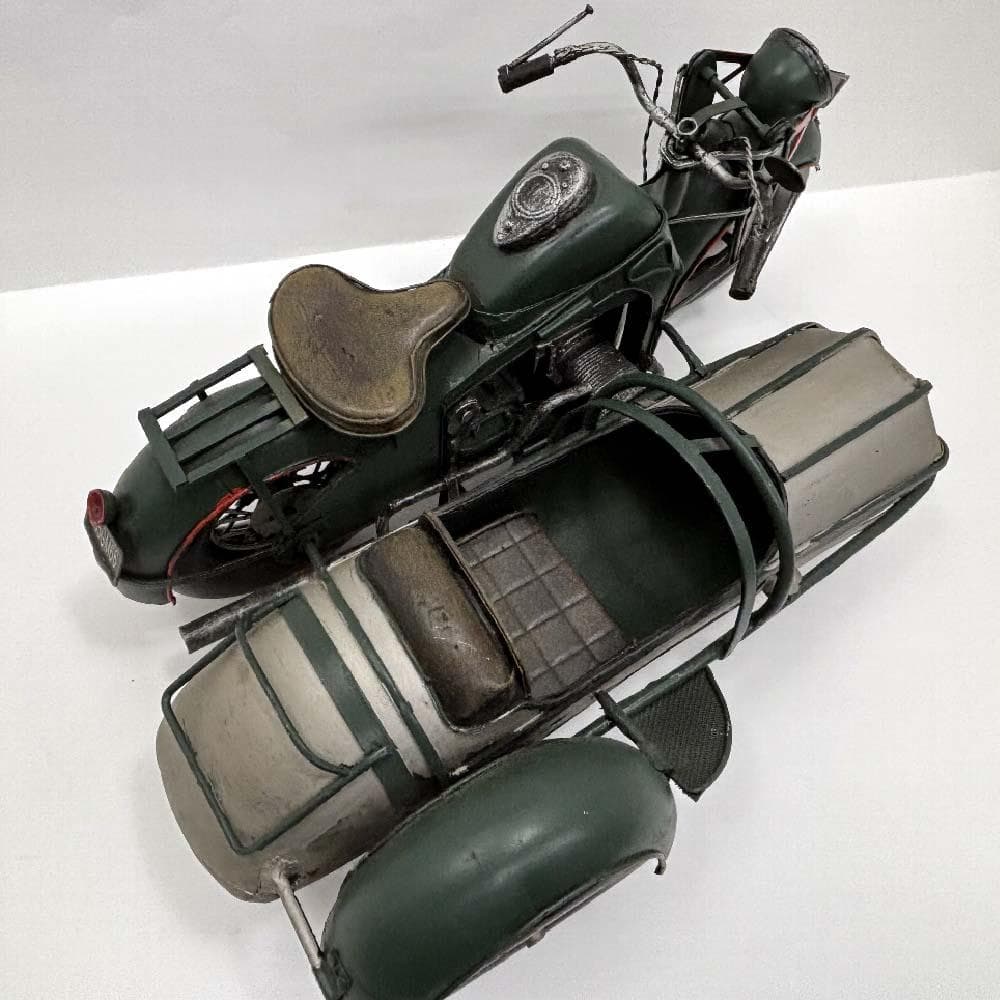  R75風 サイドカー付 オートバイ ブリキオブジェ レトロ
