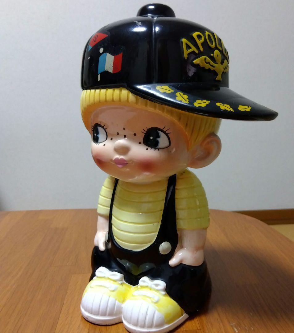 内藤ルネ　アポロキャップ　男の子　(黄) 小　　陶器　貯金箱