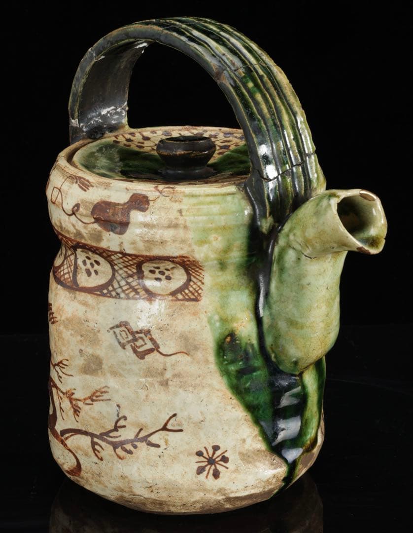 時代古作 古織部 水次ぎ形水指 水注 共箱付 茶道具 貴重希少品 古美術 骨董品