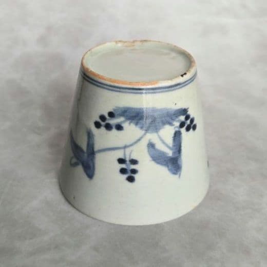古伊万里　染付　流水文　そば猪口　蕎麦猪口　江戸　骨董品　アンティーク　金継ぎ