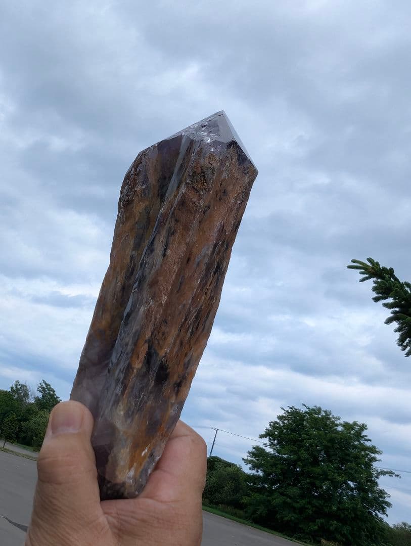 840g 大き目　アメジスト【邪気払い神器】アテナ紫骨　骨幹水晶　原石NO.19