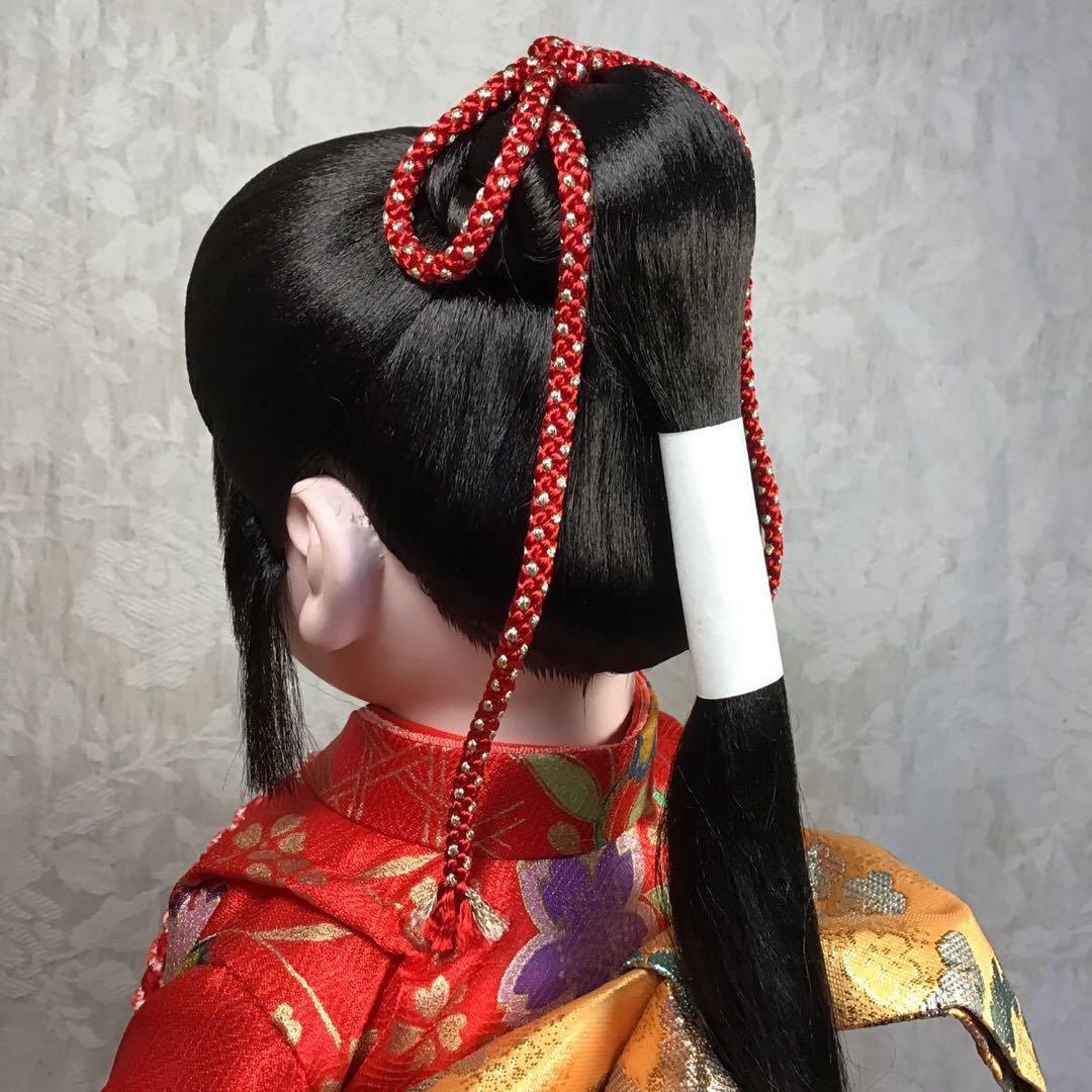 美品 市松人形 約47㎝ 根結い 垂髪 ポニーテール 武家 侍