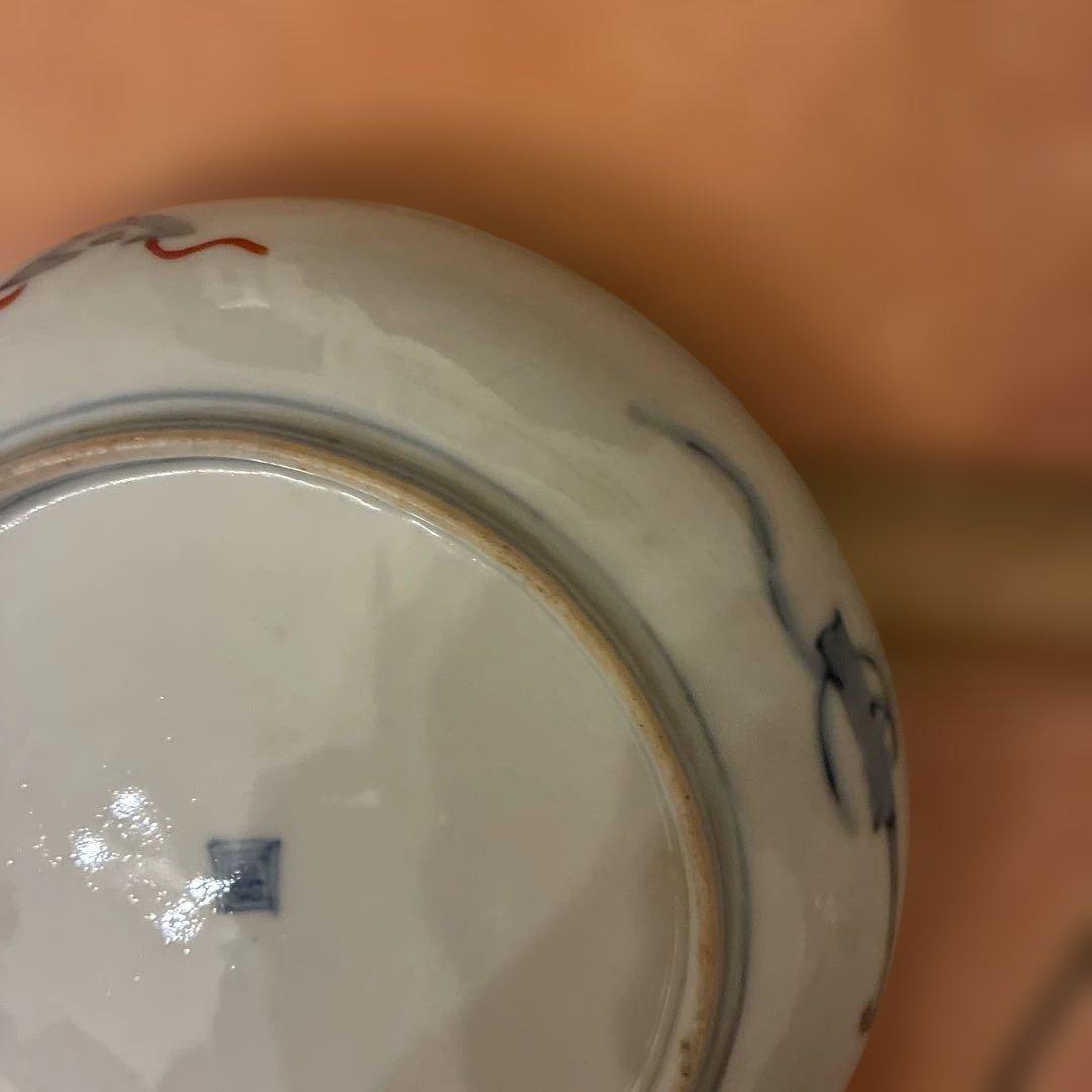 【美品】 4 古伊万里 金蘭手 見込桃 角冨印 時代物