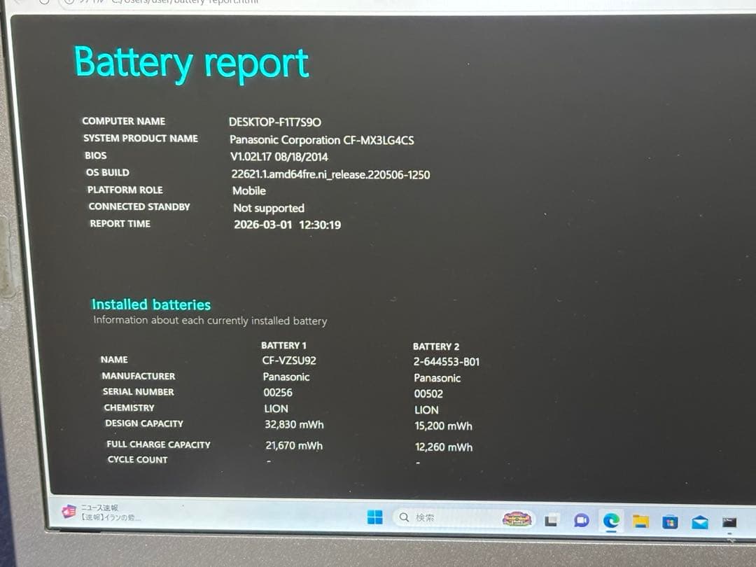 Windowsノート本体 PANASONIC LET's NOTE core i5 office