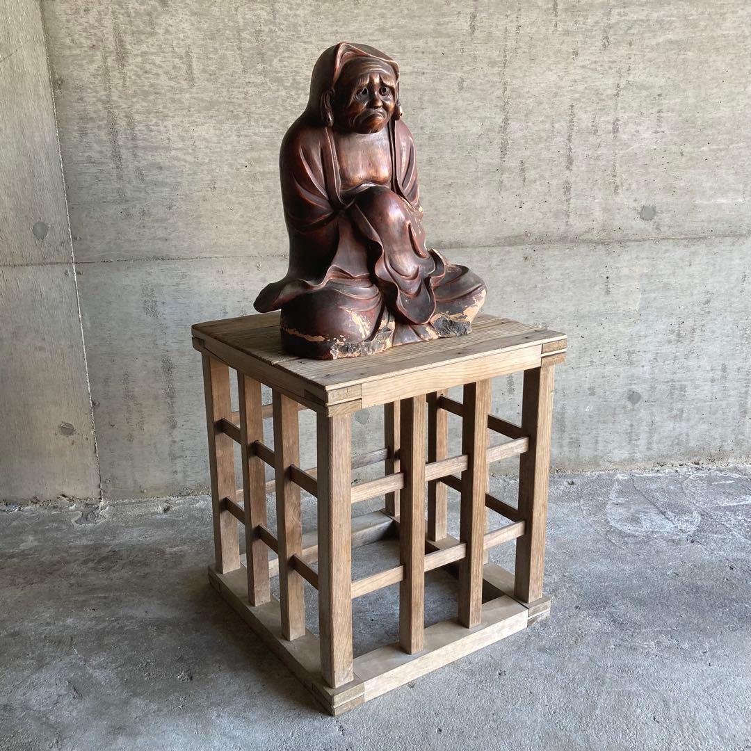 古い達磨大師像 置物 オブジェ 大型 和風 陶器 古美術 骨董品 レトロ