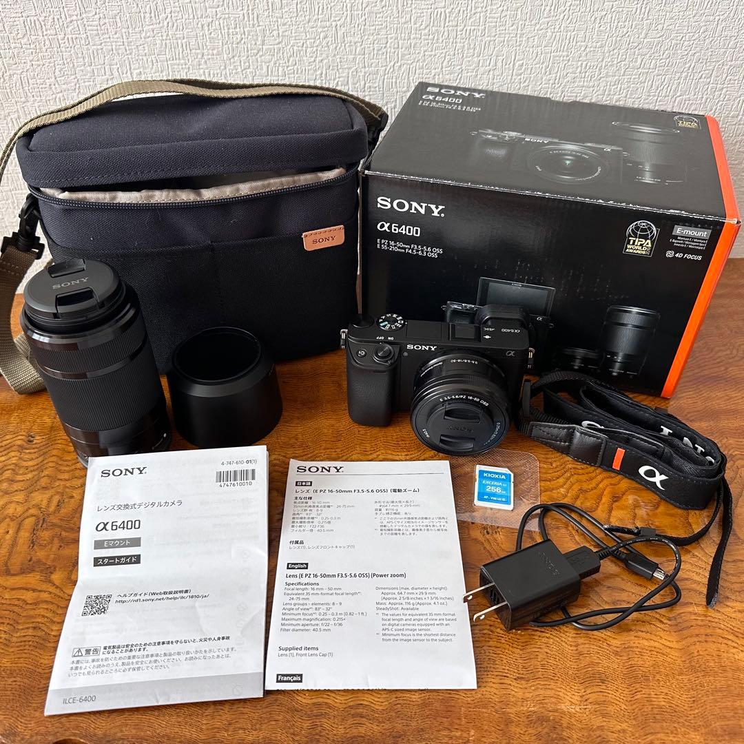 SONY α6400 ダブルレンズキット【ほぼ新品】ミラーレスカメラ 付属品多数