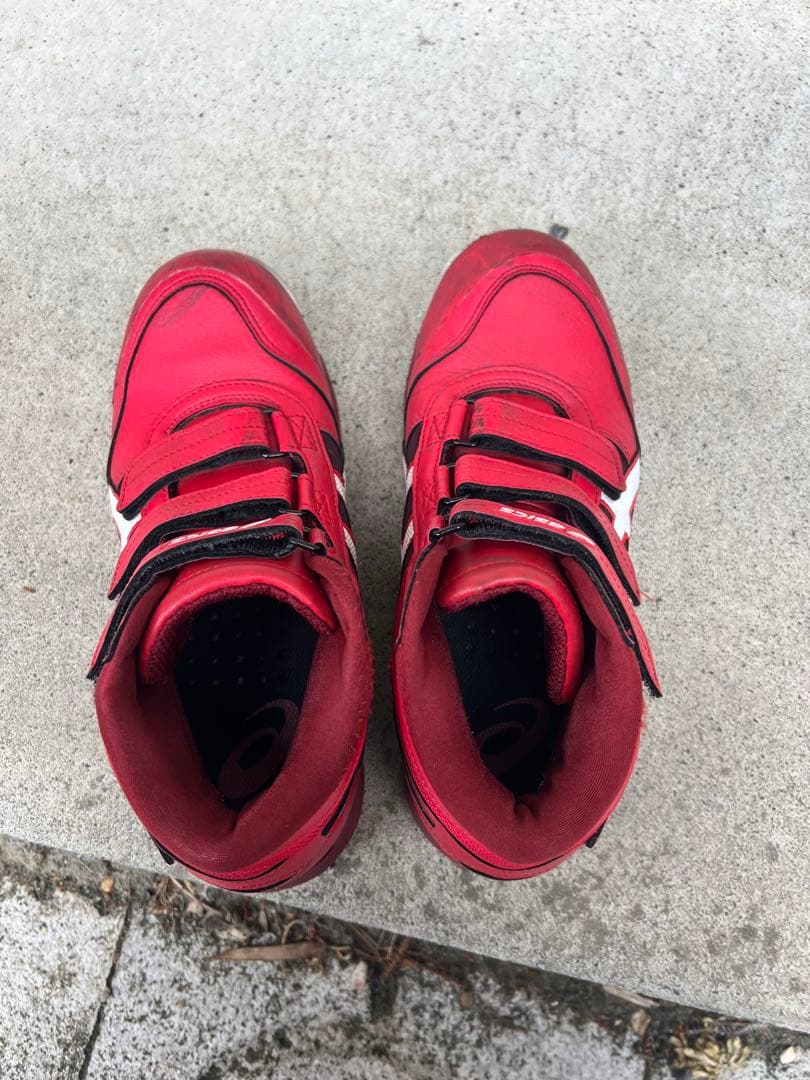 asics 赤 ハイカット 安全靴　25cm