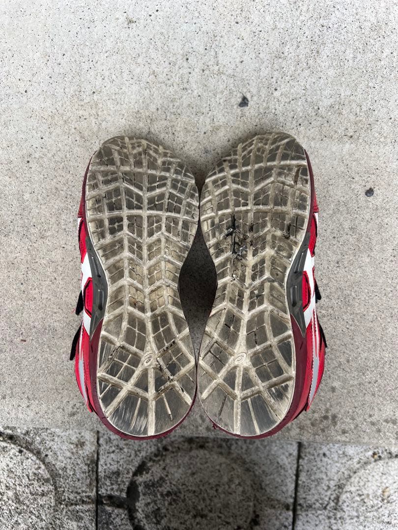 asics 赤 ハイカット 安全靴　25cm