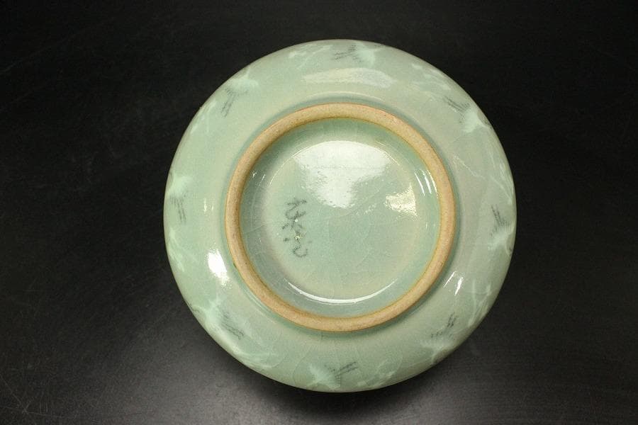 茶道具 東国窯 高麗青磁 雲鶴紋 皆具 揃 未使用 共箱(ZE868)