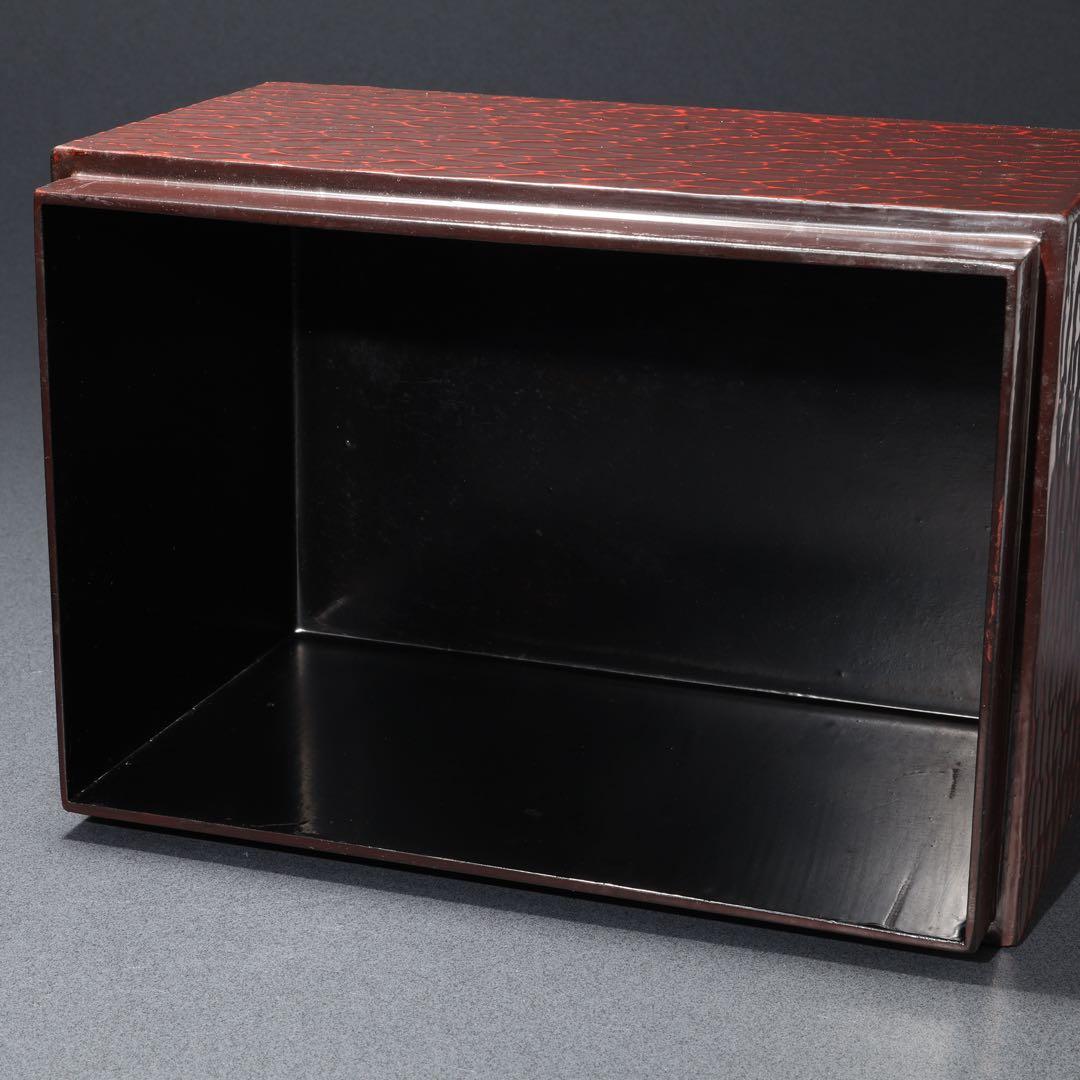 【茶道具】鎌倉彫　茶箱のみ　御所車　R1744