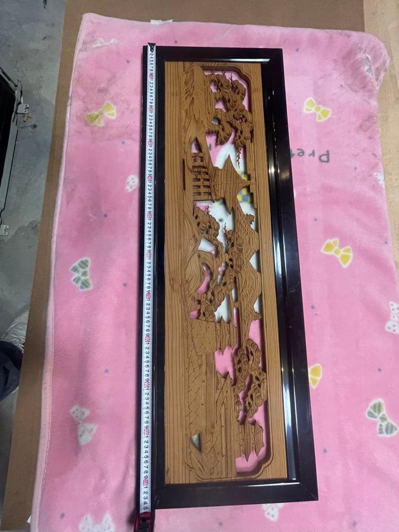 木製彫刻装飾パネル 約1150x400