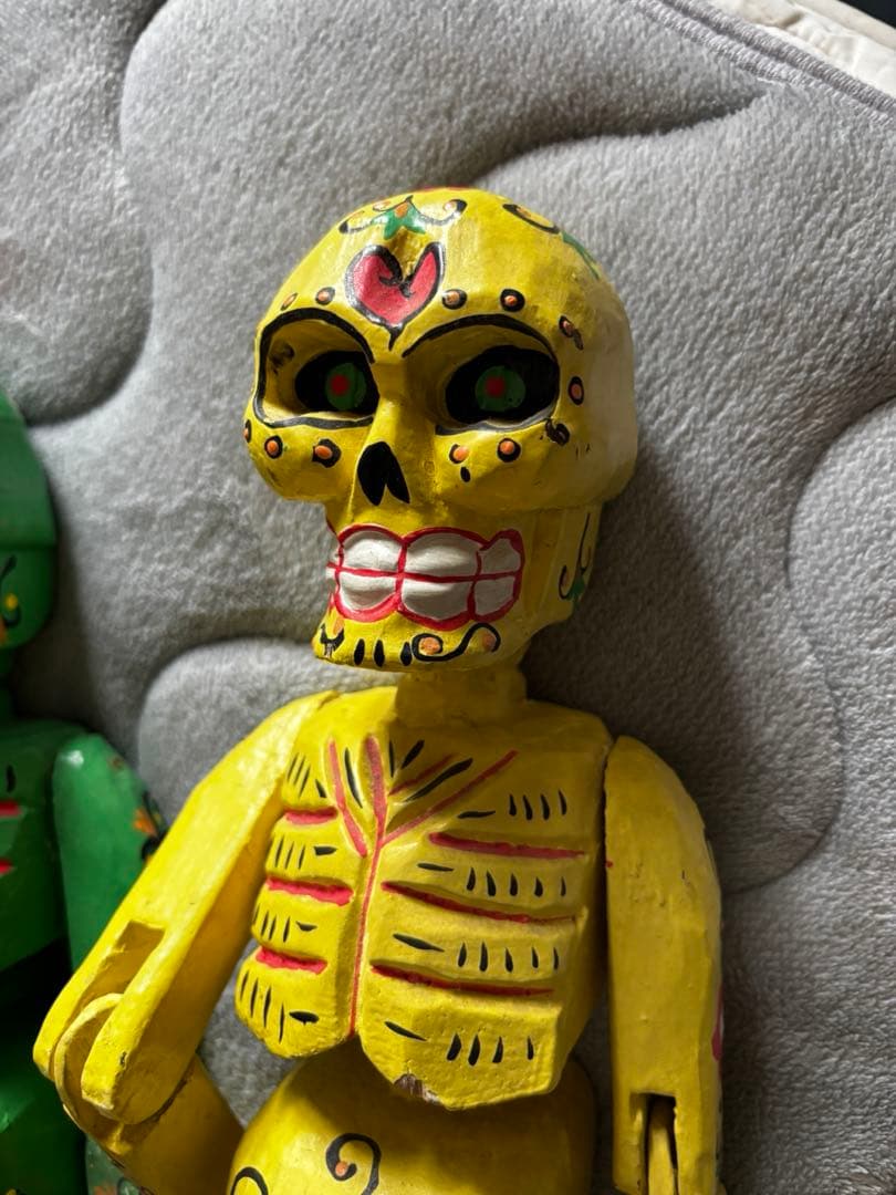メキシコ 特大ガイコツ 置物 2体セット 全長約50cm ウッドオブジェ