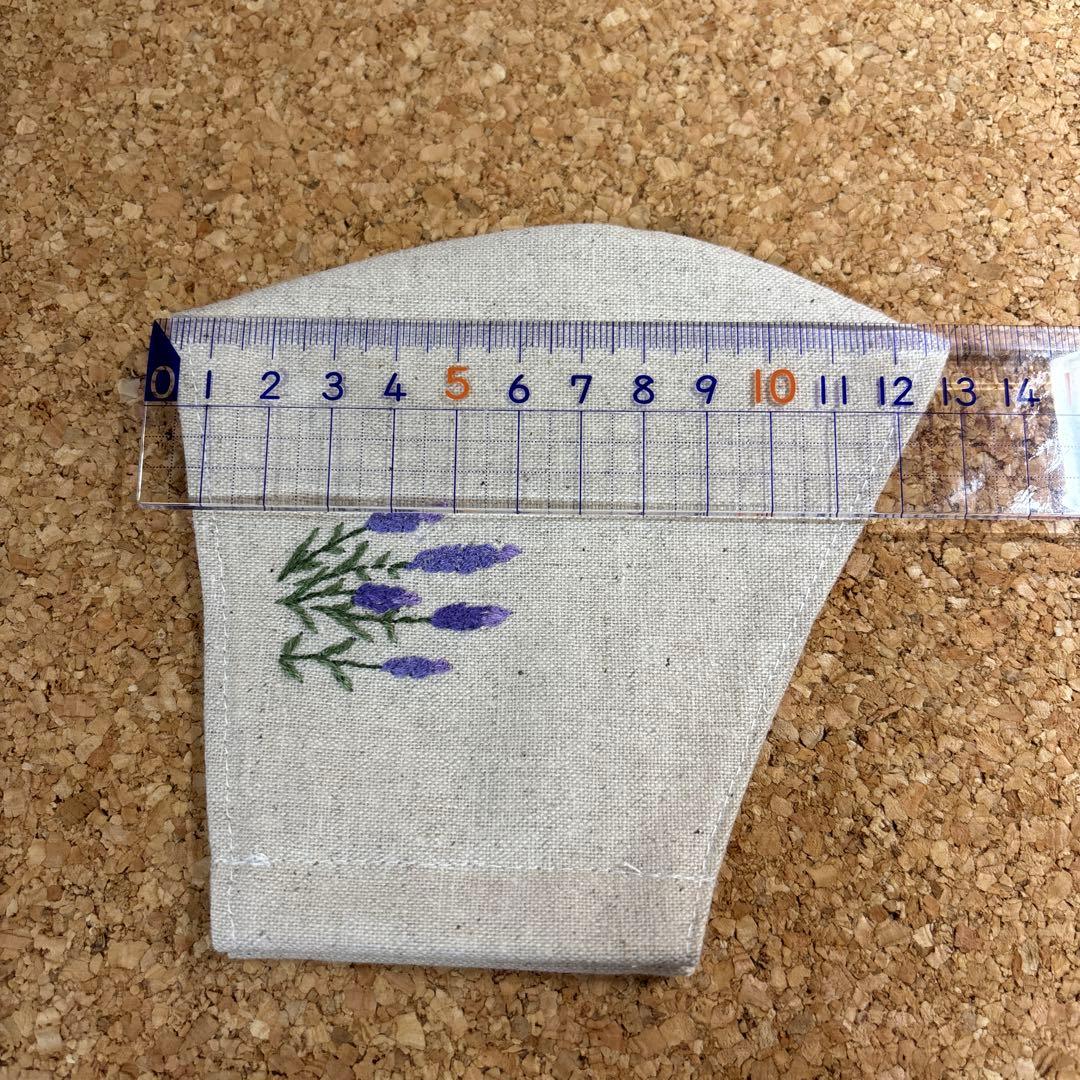 ラベンダー　花刺繍入　マスク　ハンドメイド