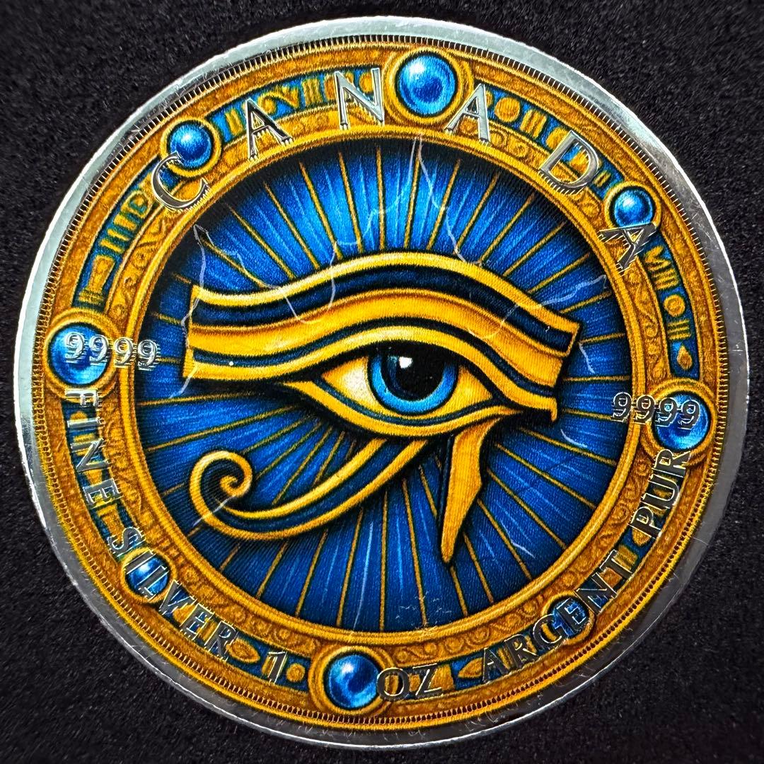 100枚限定 メイプルリーフ 銀貨 カラー 古代エジプト ホルスの目 1オンス