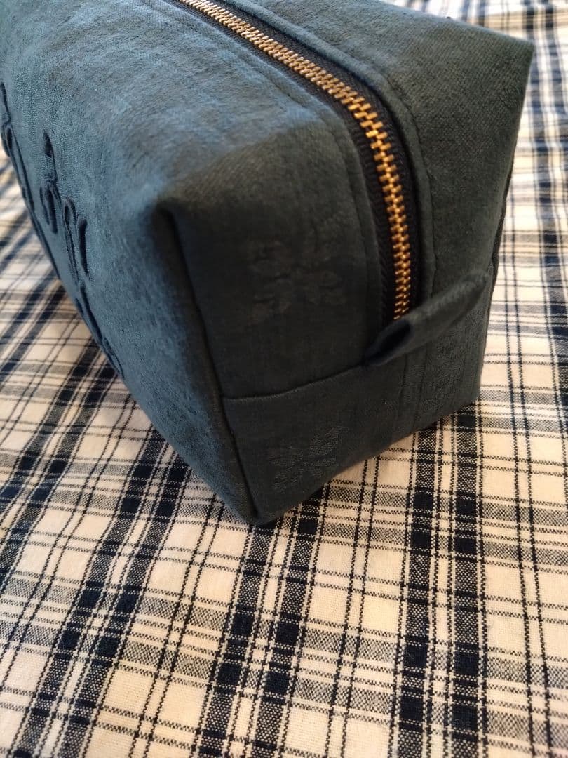フランス　アンティーク　手刺繍　モノグラム刺繍　ナプキン　ポーチ　ハンドメイド