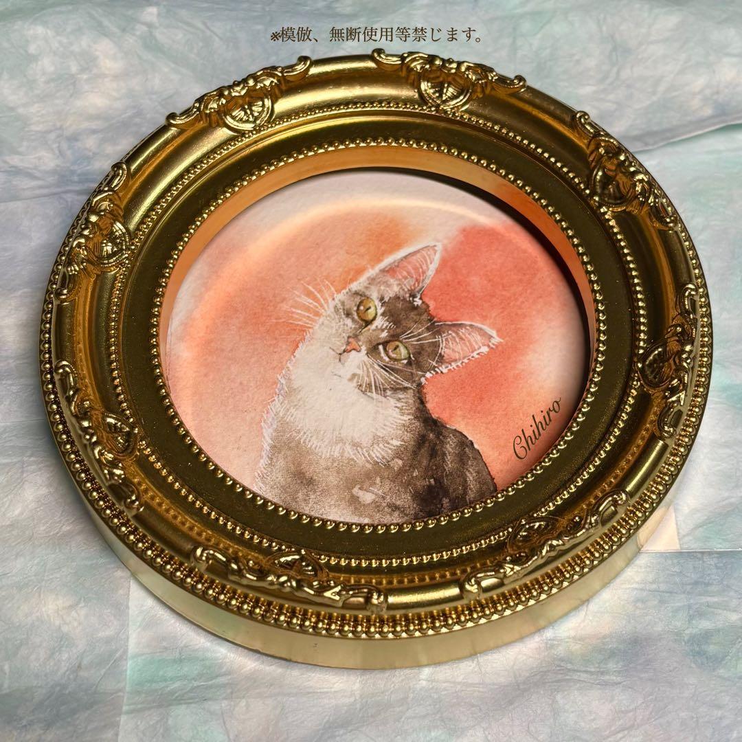 絵画 猫 猫の絵 猫グッズ 猫雑貨 ペットの似顔絵 美術品 ハチワレ インテリア