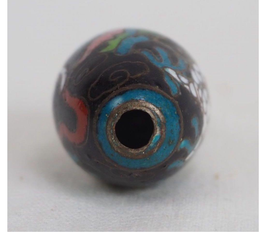 送料無料　時代物　七宝龍文緒締玉　約2.8×1.7ｃｍ　検/提げ物緒締玉根付印籠