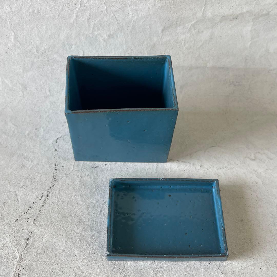 陶芸家　三笘修　青釉蓋物　茶道具　新品・未使用