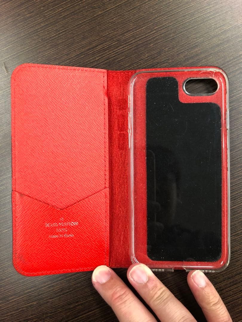 ルイヴィトン シュプリーム コラボ　iPhone7 スマホケース Mレッド