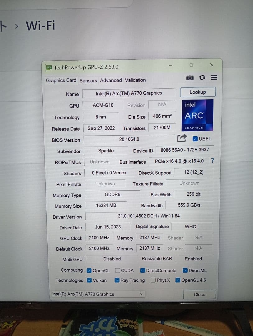 グラフィックボード・グラボ・ビデオカード SPARKLE A770 TITAN OC Edition 16GB