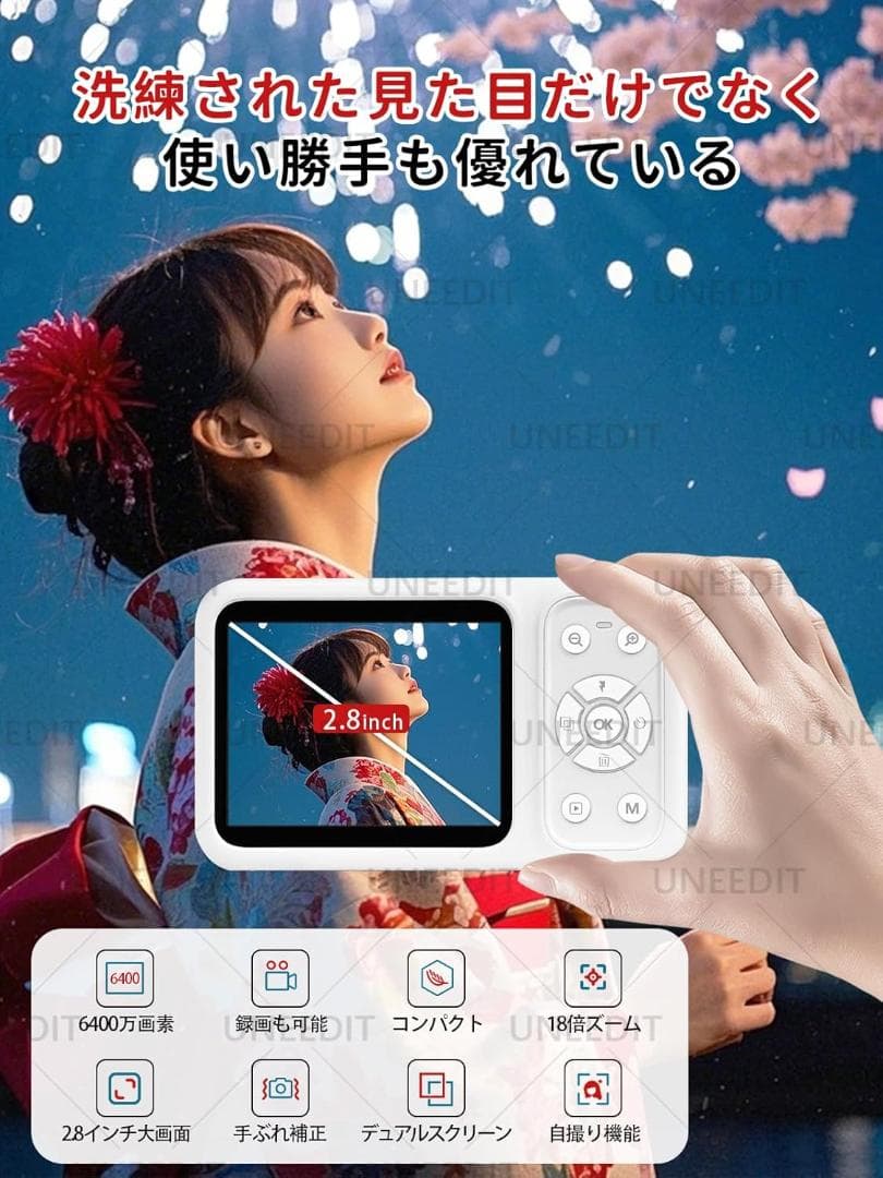 デジタルカメラ 4K 6400万画素 30FPS デジカメ デュアルスクリーン