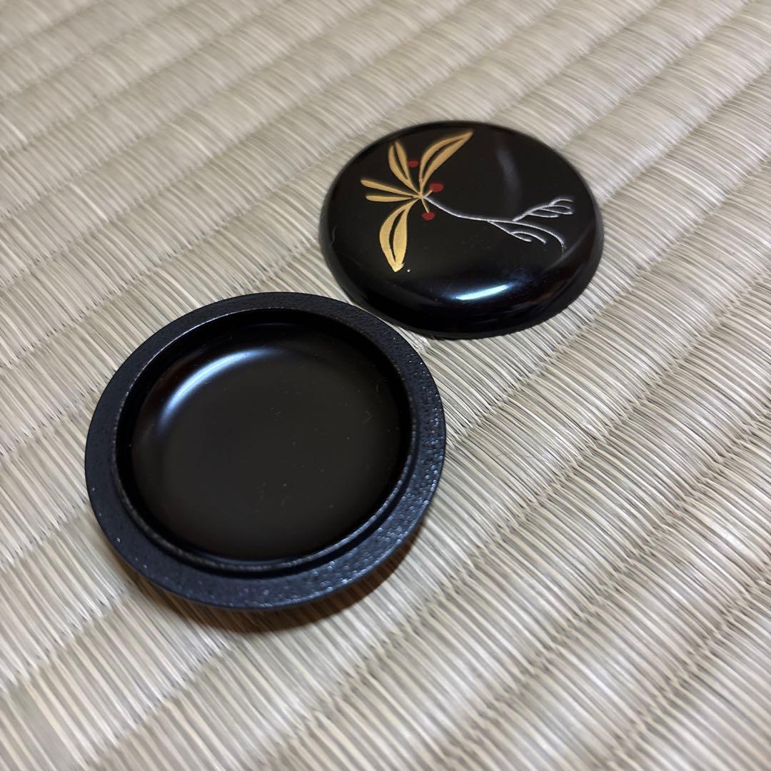 利休茶箱　木製黒漆塗　茶箱7点セット 茶器揃え 茶道具