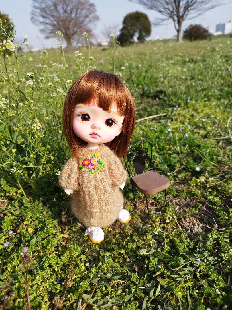 刺繍ベレー帽付き モヘアニットワンピースセット（Dayuanbao対応）