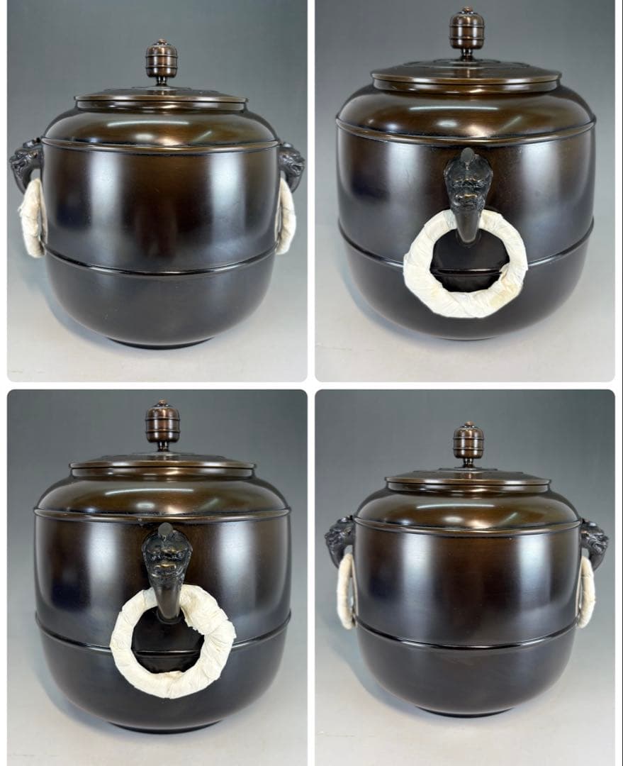 【中古品】茶道具　昇雲造　鋳銅皆具　釚付