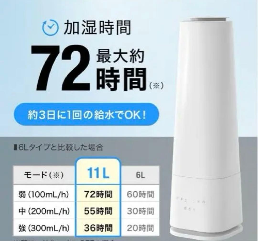 LOWYA ロウヤ 加湿器 ハイブリッド式 加熱超音波式 静音 タワー型 11L