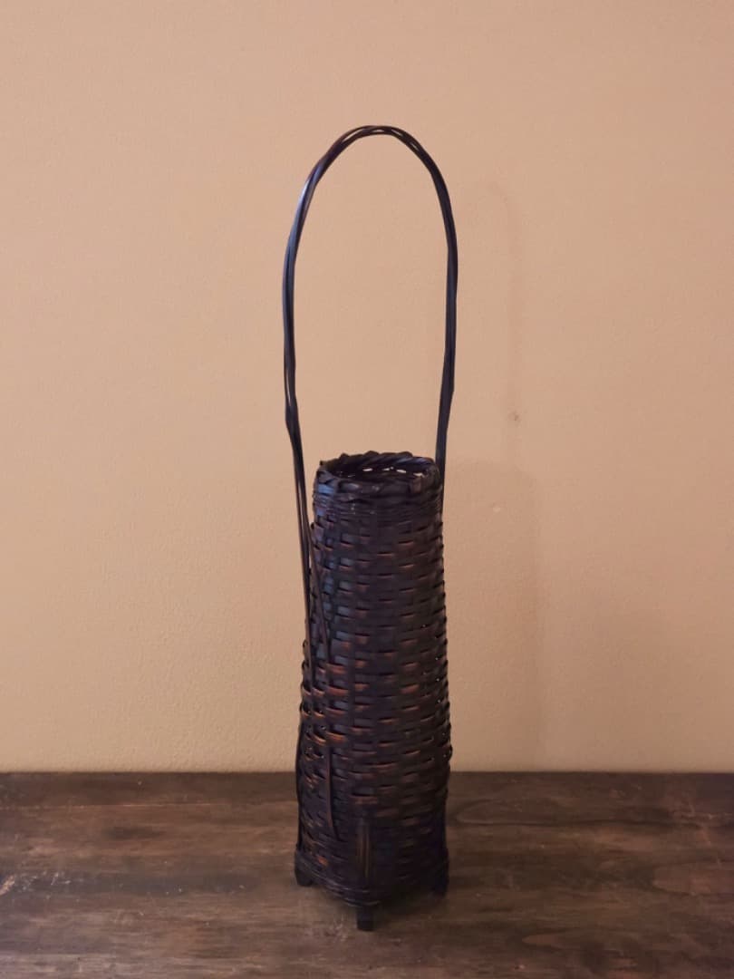 竹編み籠　花籠　竹細工　茶道具　華道具　竹工芸　Q2397