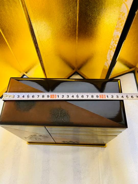 漆器　木製　重ね箱　大正　骨董　茶道具　アンティーク　金縁　時代工芸品