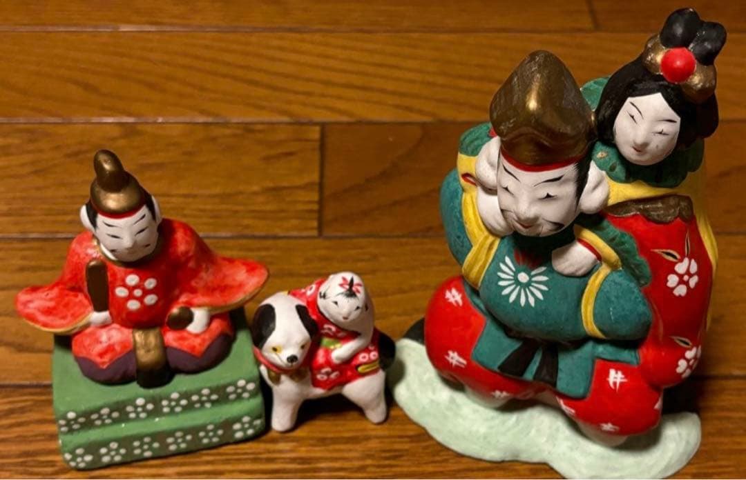 郷土玩具　相良人形　土人形　七代目さがらたかし　4点　小幡土人形　3点セット