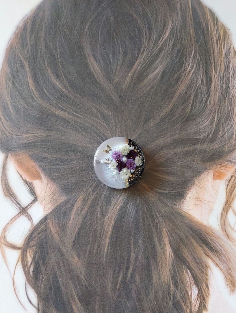 【1476】レジン　ヘアゴム　ポニーフック　ブロ―チ　ハンドメイド