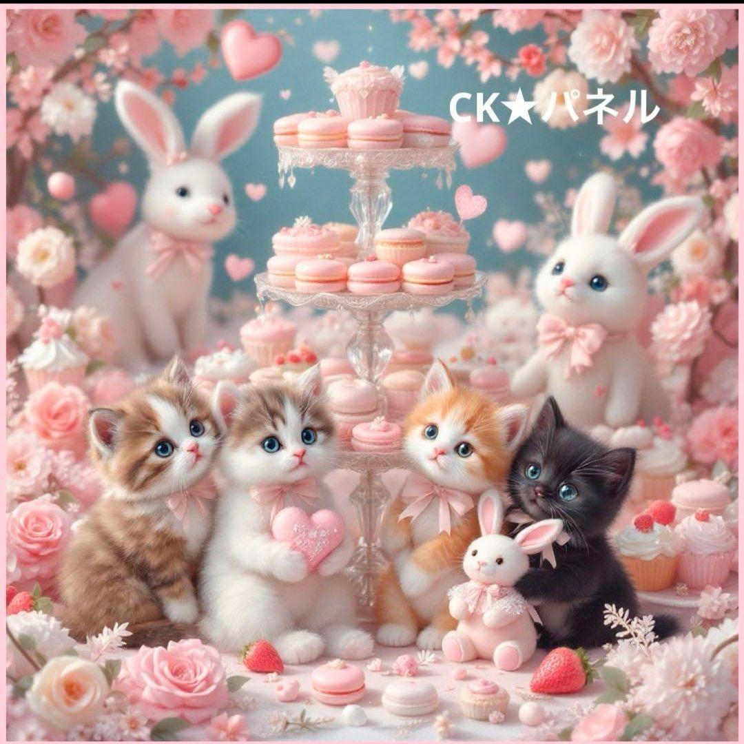 激レアねこちゃんスイーツパネル生地　ハンドメイド