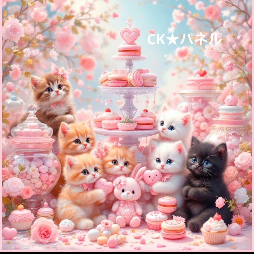 激レアねこちゃんスイーツパネル生地　ハンドメイド