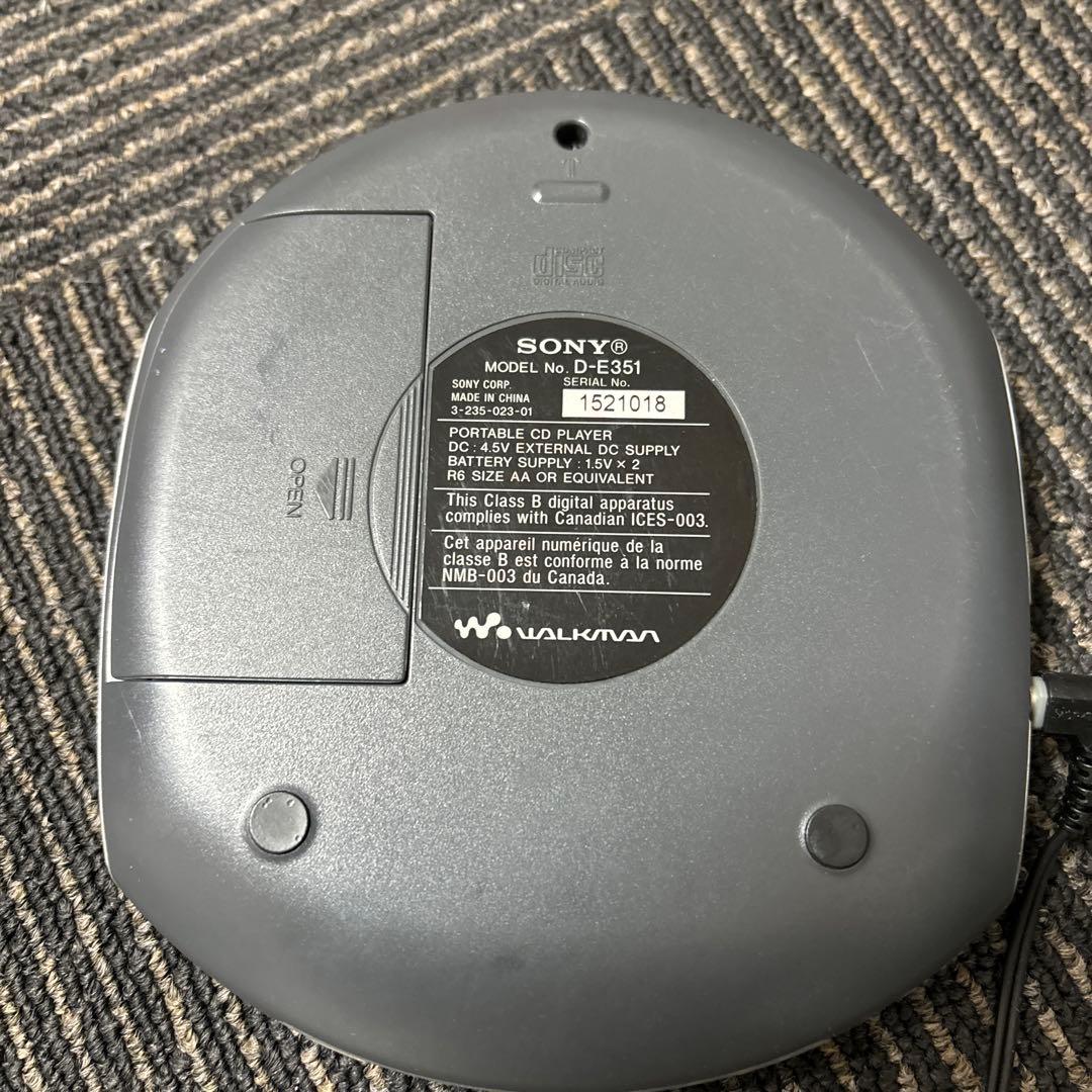 ソニー D-E351 シルバー CD ウォークマン ポータブル CD プレーヤー