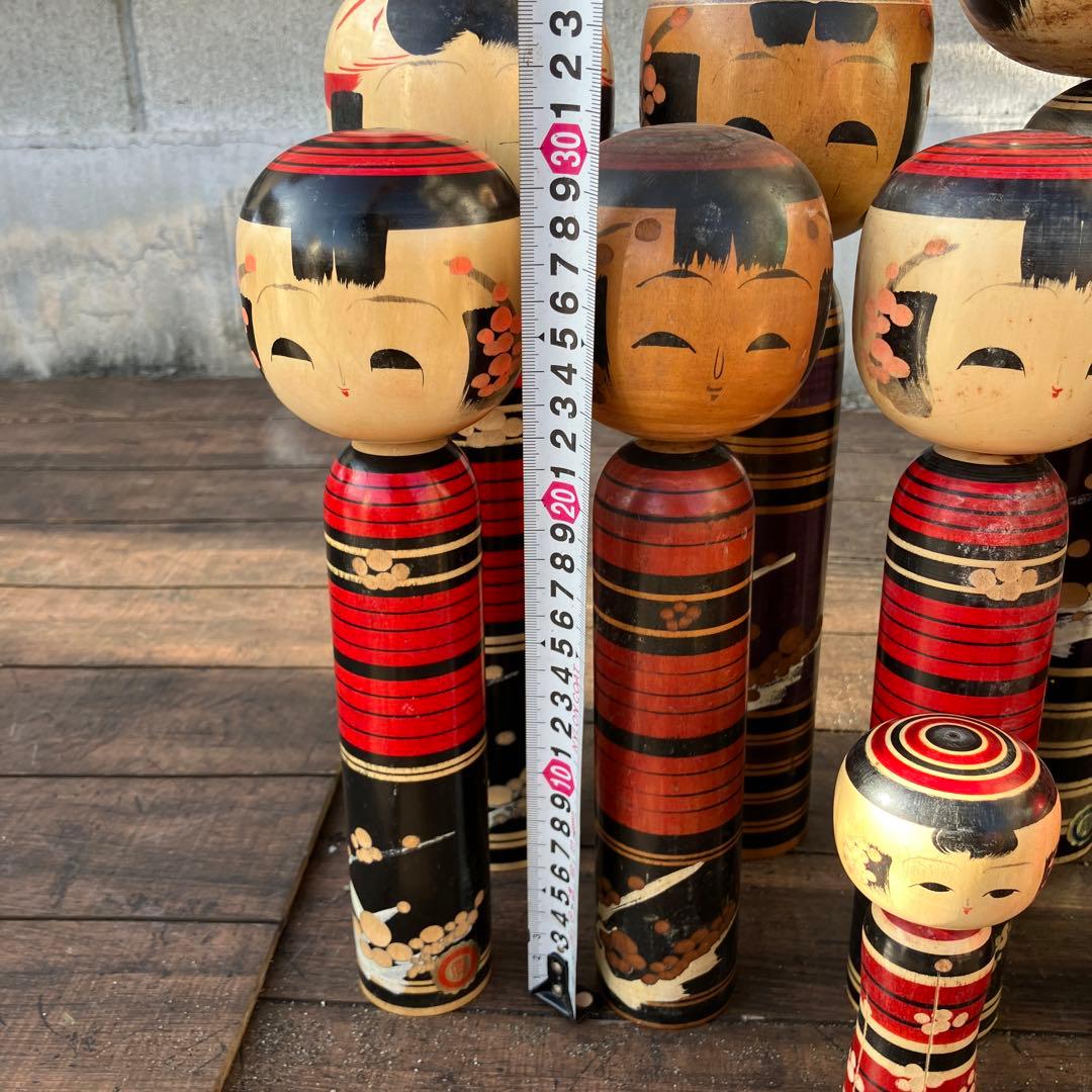 D-3 昭和レトロ 木製 こけし 小芥子 12体セット まとめ売り 日本人形