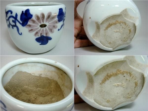 火入れ■古い煙草盆 花唐草紋 灰器 手炉 花器 たばこ盆 古民具 時代物骨董品■