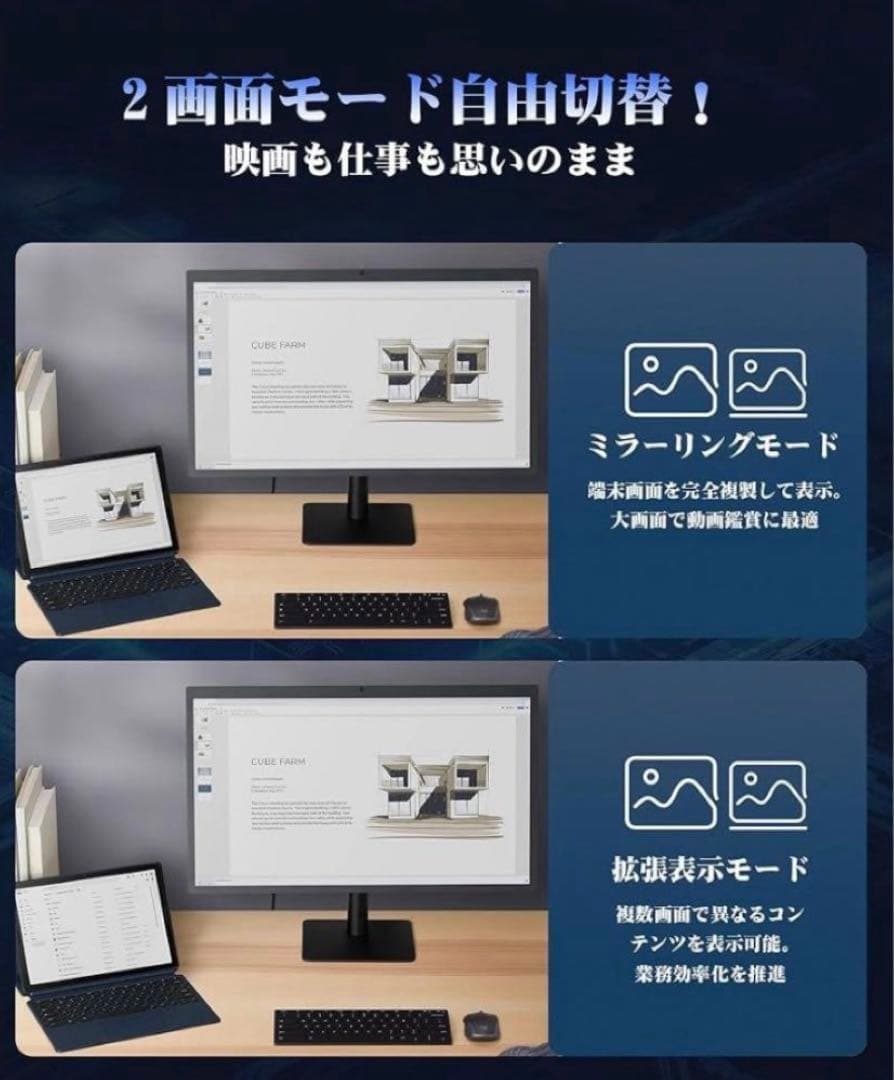 新品ワイヤレスhdmi 送受信機セット 1080P/2.4G/5G Type-C
