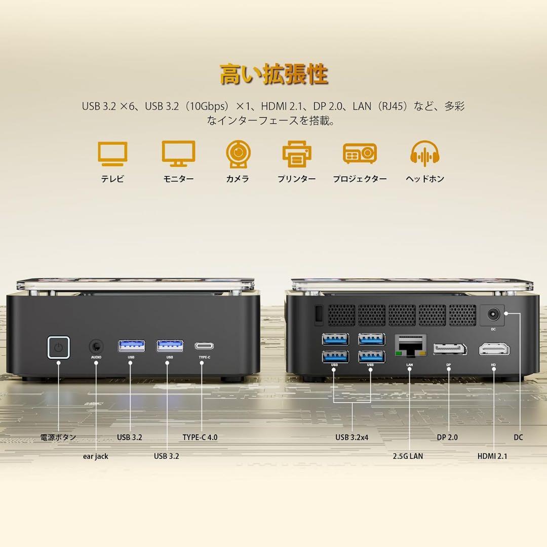 ミニPC 小型PC 10コア 16スレッド ゲーミングパソコン　16GB