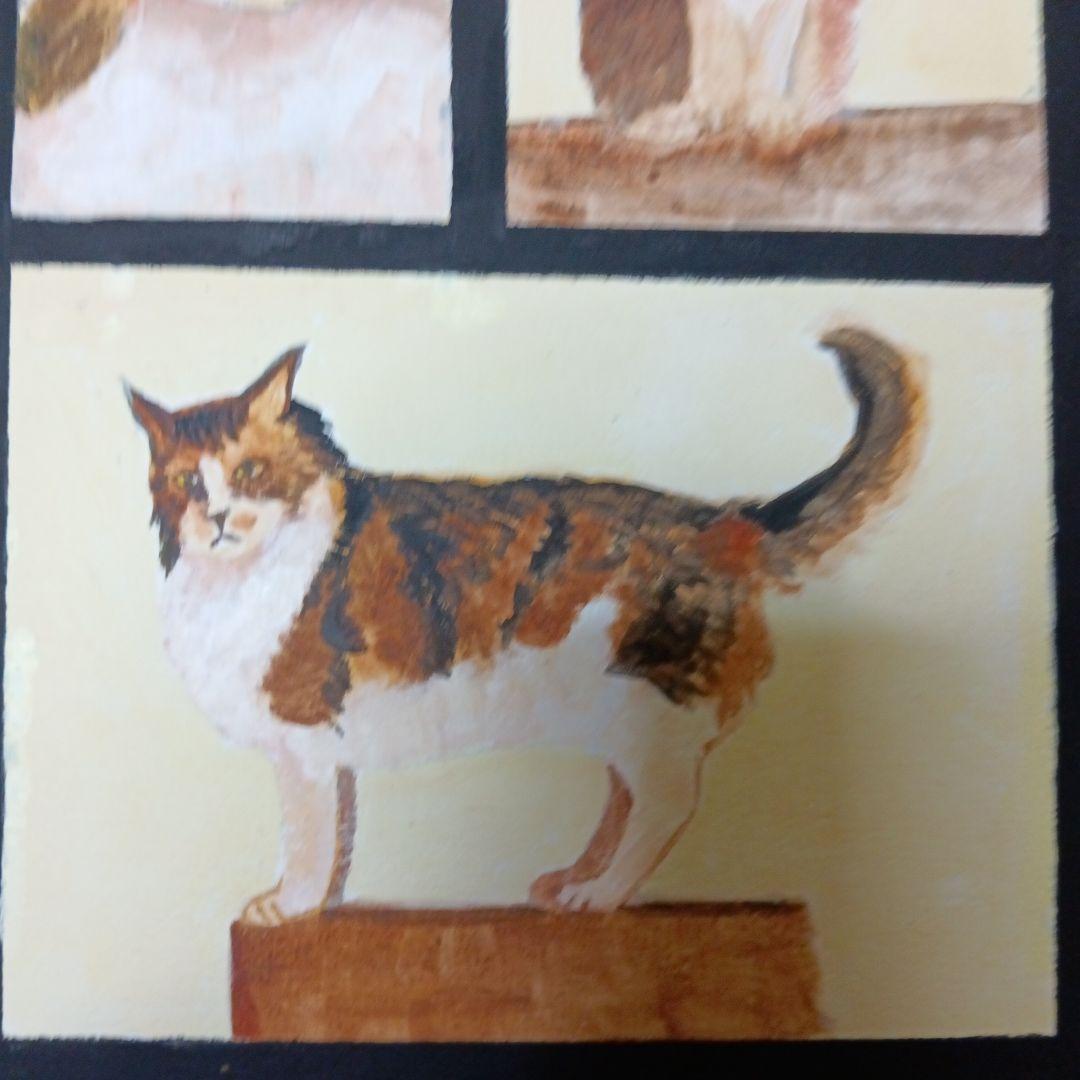 猫アクリル画 手描きイラスト