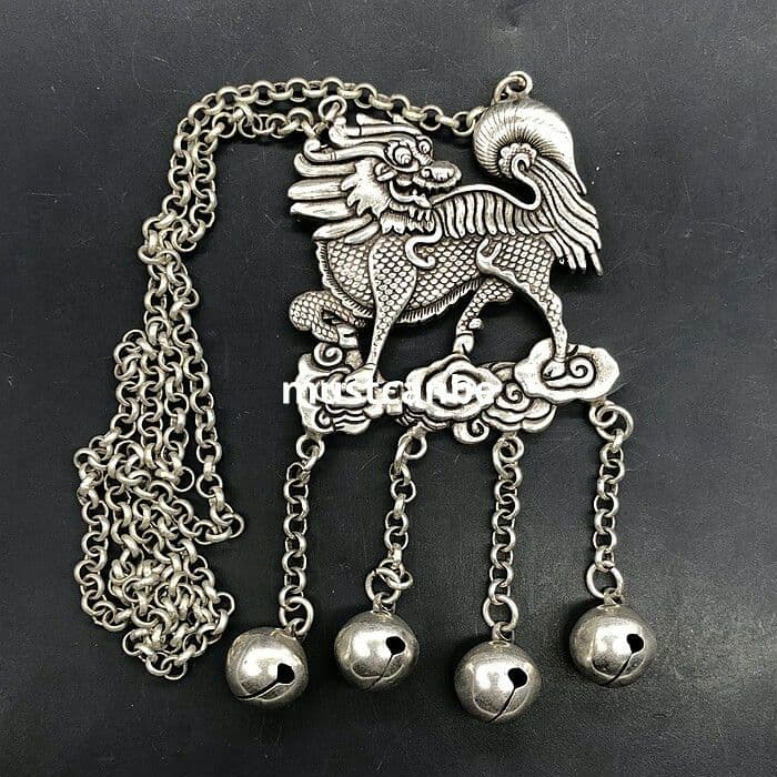 銅 細工 祥雲麒麟鎖 招財 納福 装飾品 工芸品 置物
