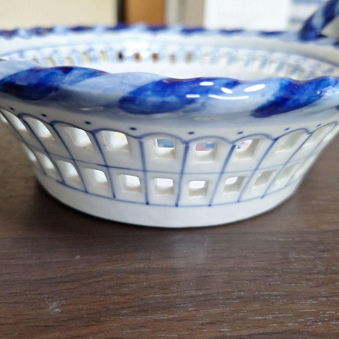 青と白のフルーツモチーフ ボウル