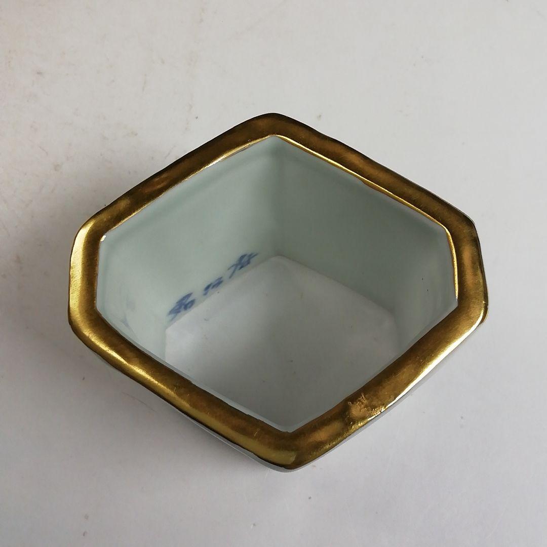 Ｗ３６７　蓋置　『赤絵　菱馬』『高野昭阿弥 造』　共箱　茶道具
