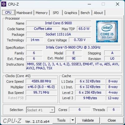 intel i5-9600 動作確認済 #00635