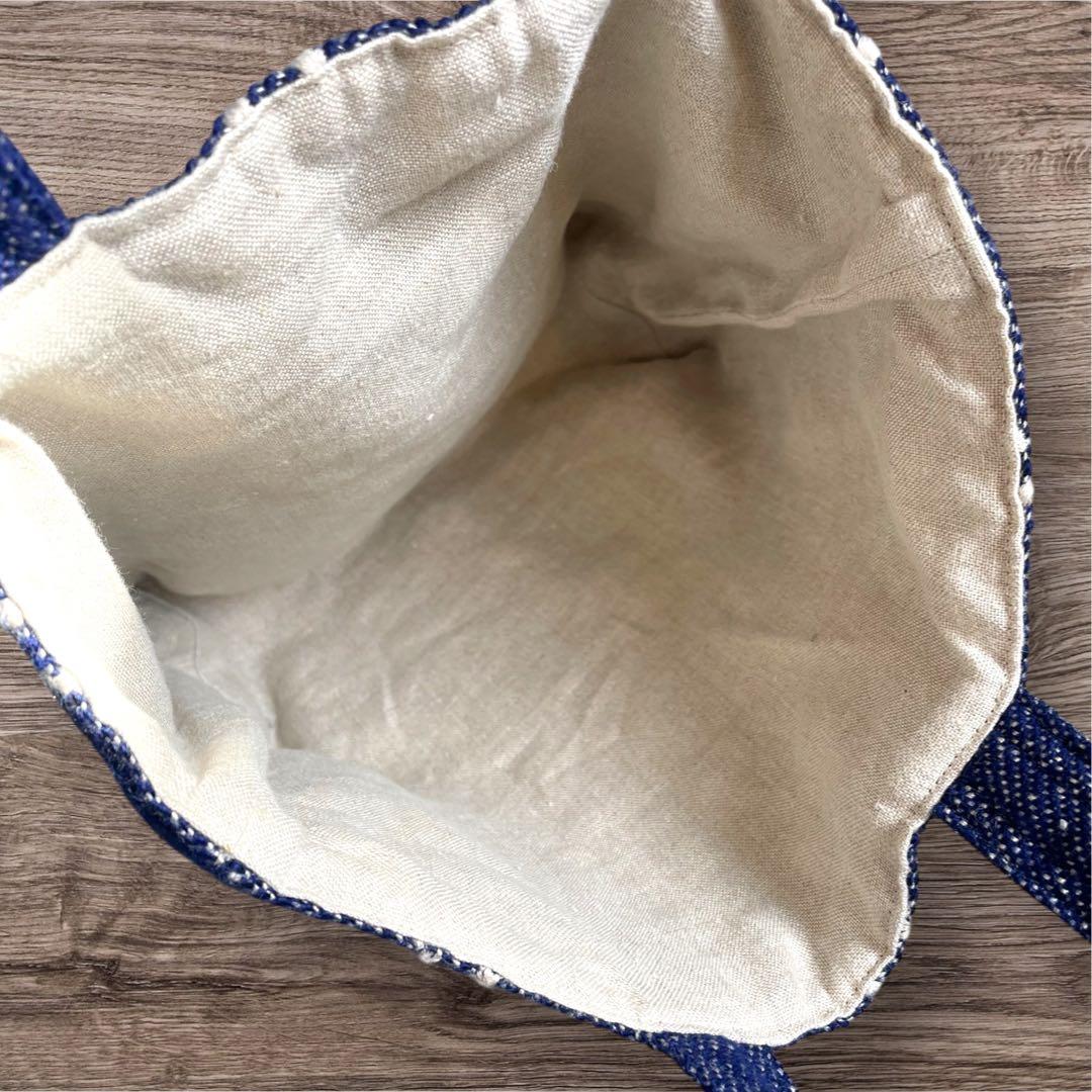 ハンドメイド ミナペルホネン タンバリン トートバッグ ネイビー 美品